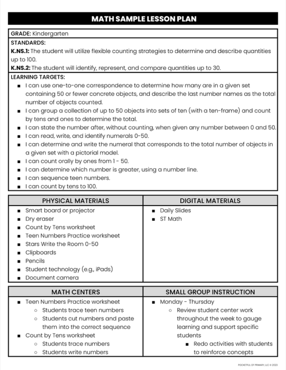 Preview of Math Lesson Plan